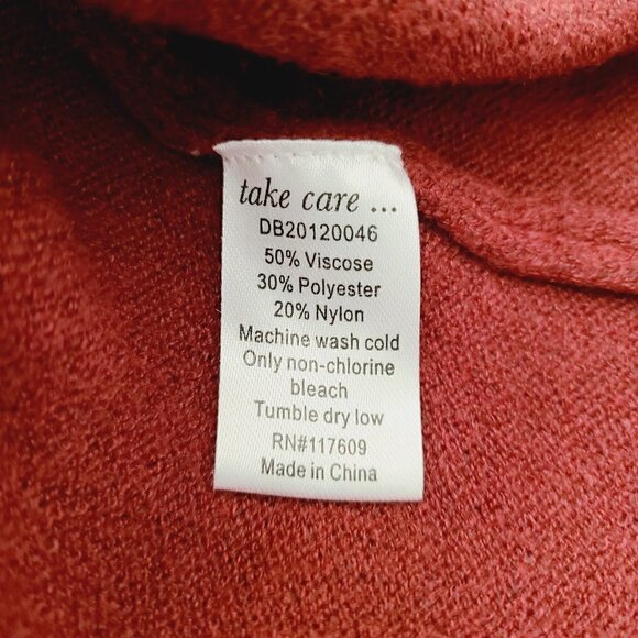 DOWNEAST Sweater XS‎ Burgundy Red Knit Cable Knit Sleeves Oversized Pullo… - Picture 6 of 10